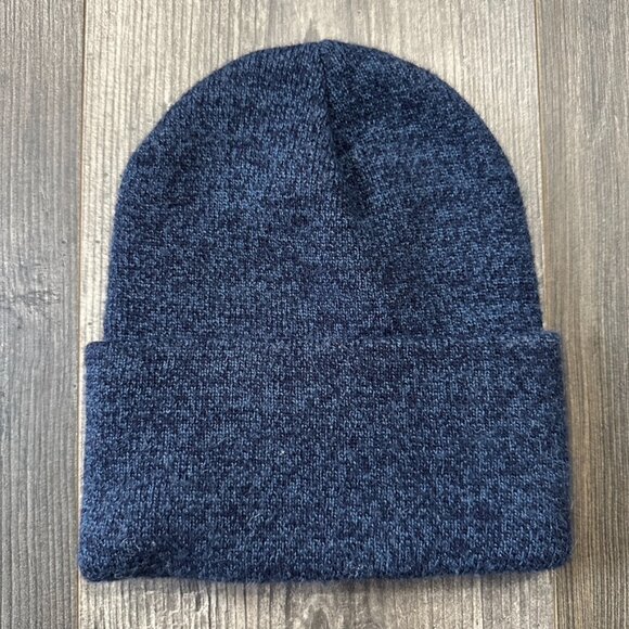 Carhartt Knit Cuffed Beanie Hat Skull Cap Heather Blue Patch Work Gorpcore Navy - Picture 2 of 3